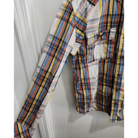 RARE Harley Davidson Colorful Striped Plaid Long Sleeve Button Up Shirt Size M - Picture 6 of 14